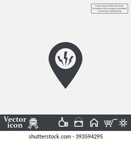 Map Pointer Lightning Icon