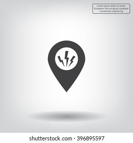 Map Pointer Lightning Icon