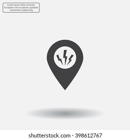 Map Pointer Lightning Icon