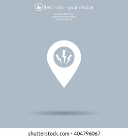 Map Pointer Lightning Icon