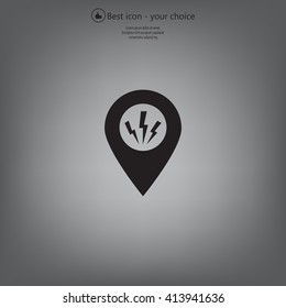 Map Pointer Lightning Icon