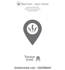 Map Pointer Lightning Icon