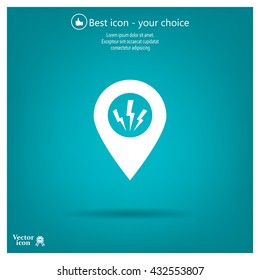 Map Pointer Lightning Icon