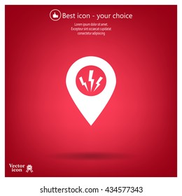Map Pointer Lightning Icon