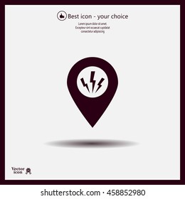 Map Pointer Lightning Icon