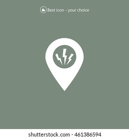 Map Pointer Lightning Icon