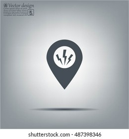 Map Pointer Lightning Icon