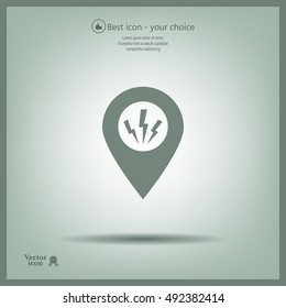 Map Pointer Lightning Icon