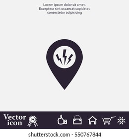 Map Pointer Lightning Icon