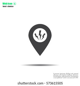 Map Pointer Lightning Icon