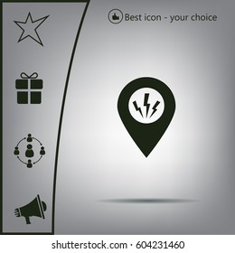 Map Pointer Lightning Icon