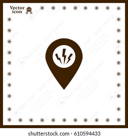Map Pointer Lightning Icon