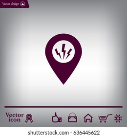 Map Pointer Lightning Icon