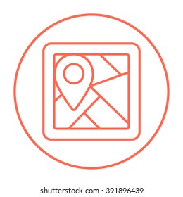 Map with pointer line icon.