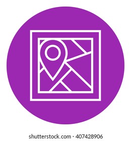 Map with pointer line icon.