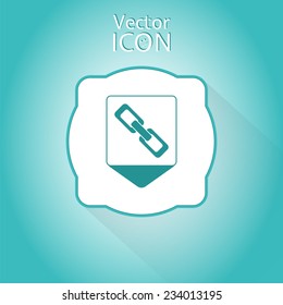 Map pointer with link icon. Sign of the chain. Flat design style. Made in vector illustration