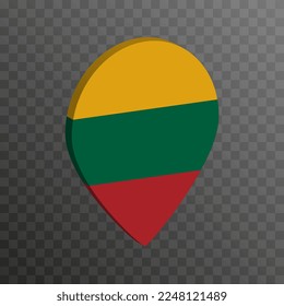 Map pointer with Lithuania flag. Vector illustration.