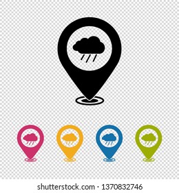Map Pointer, Location Finder, Weather Icon - Vector Illustration Isolated On Transparent Background