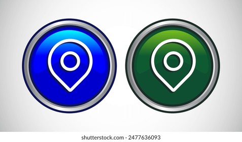Map Pointer Location Icon Button Set Design Illustration