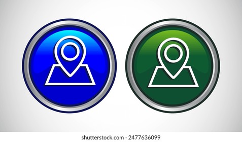 Map Pointer Location Icon Button Set Design Illustration