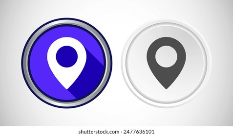Map Pointer Location Icon Button Set Design Illustration