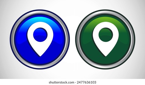 Map Pointer Location Icon Button Set Design Illustration