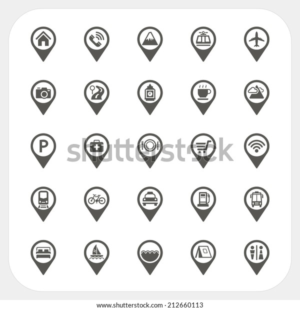 Map pointer and Location\
icons set