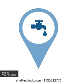 Map pointer. Location marker of water point. Blue. Abstract concept, icon.