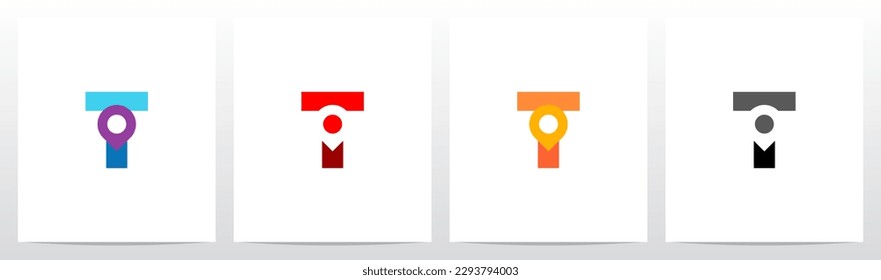 Map Pointer Location Pin On Letter Logo Design T