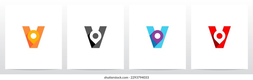 Map Pointer Location Pin On Letter Logo Design V