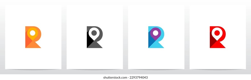 Map Pointer Location Pin On Letter Logo Design R