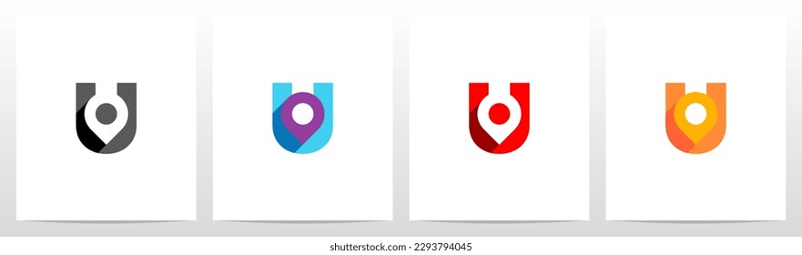 Map Pointer Location Pin On Letter Logo Design U