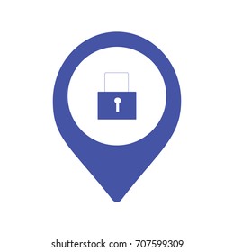 map pointer with lock symbol icon