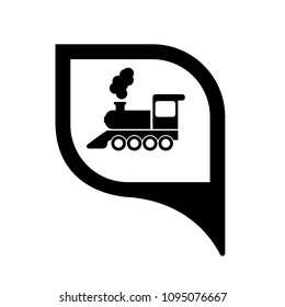 Map pointer with locomotive icon. Index of rail traffic.Vector illustration.train station here