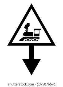 Map pointer with locomotive icon. Index of rail traffic.Vector illustration.train station here