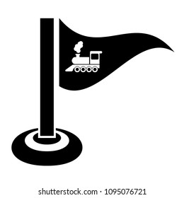Map pointer with locomotive icon. Index of rail traffic.Vector illustration.train station here