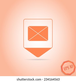 Map pointer - mail icon. Flat design style. Made in vector illustration