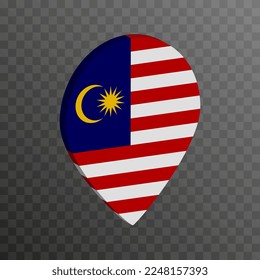 Map pointer with Malaysia flag. Vector illustration.