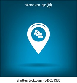 map pointer with man icon. vector illustration.