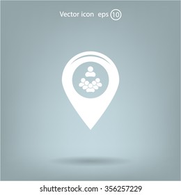 map pointer with man icon. vector illustration.