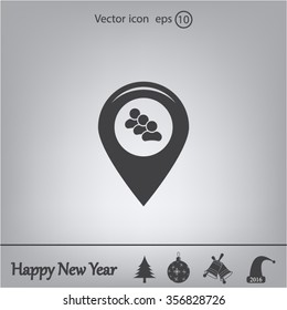 map pointer with man icon. vector illustration.