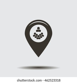 map pointer with man icon. vector illustration.