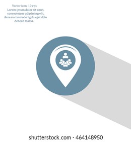 map pointer with man icon. vector illustration.