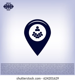 map pointer with man icon. vector illustration.