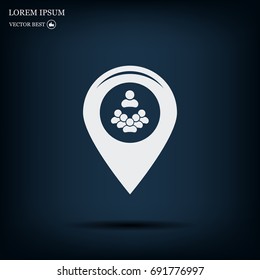 map pointer with man icon. vector illustration.