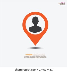 map pointer with man icon.vector illustration.