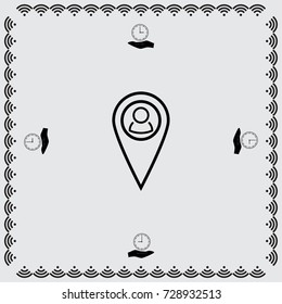 Map pointer with man sign vector icon