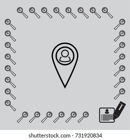 Map pointer with man sign vector icon