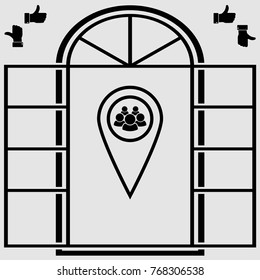 Map pointer with man sign vector icon