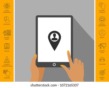 Map pointer with Man silhouette